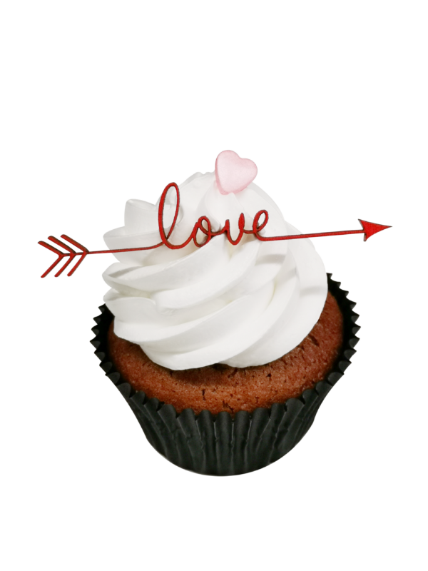 Schokoladencupcake "with Love" zum Valentinstag mit Holztopper "Love"